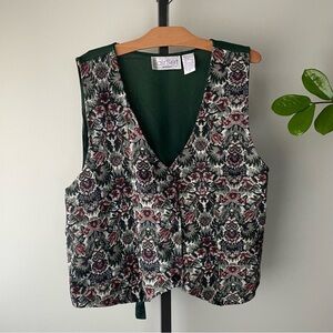 90s Vintage Fairset Button Down Floral Vest Pink Green Plus Size 1X